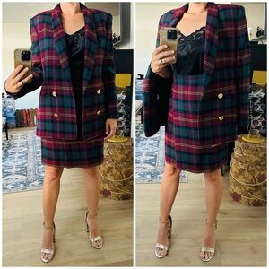 Vintage 80’s/90’s Plaid Double Breasted Blazer & Skirt Set